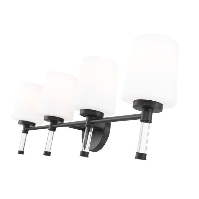 Z-Lite Henri 4 Light Vanity, Matte Black/White Opal