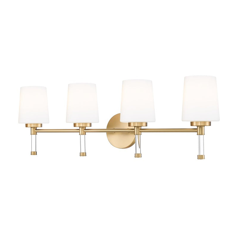 Z-Lite Henri 4 Light Vanity, Modern Gold/White Opal - 7700-4V-MGLD