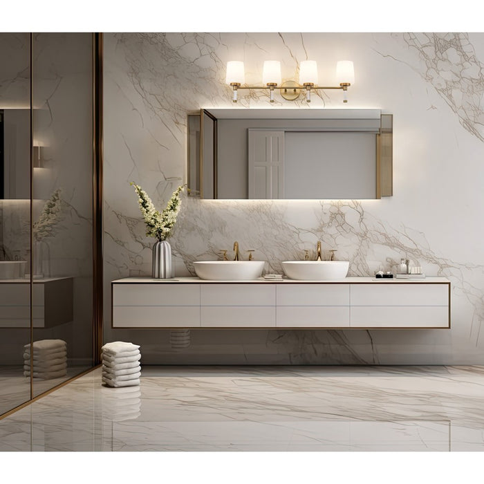 Z-Lite Henri 4 Light Vanity, Modern Gold/White Opal