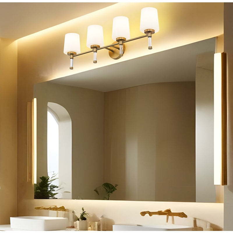 Z-Lite Henri 4 Light Vanity, Modern Gold/White Opal