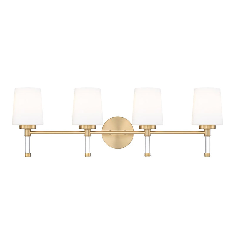 Z-Lite Henri 4 Light Vanity, Modern Gold/White Opal