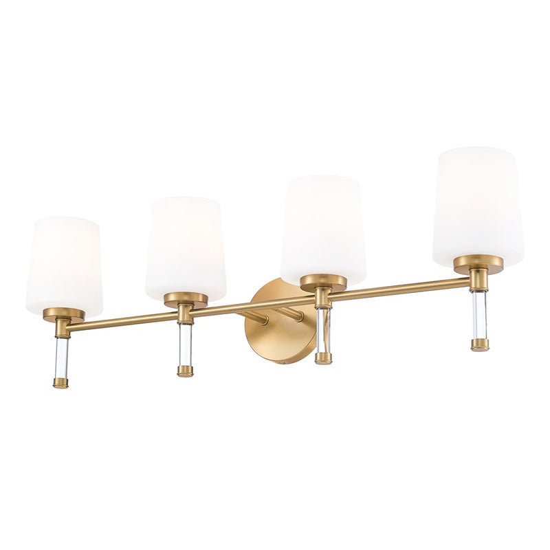 Z-Lite Henri 4 Light Vanity, Modern Gold/White Opal