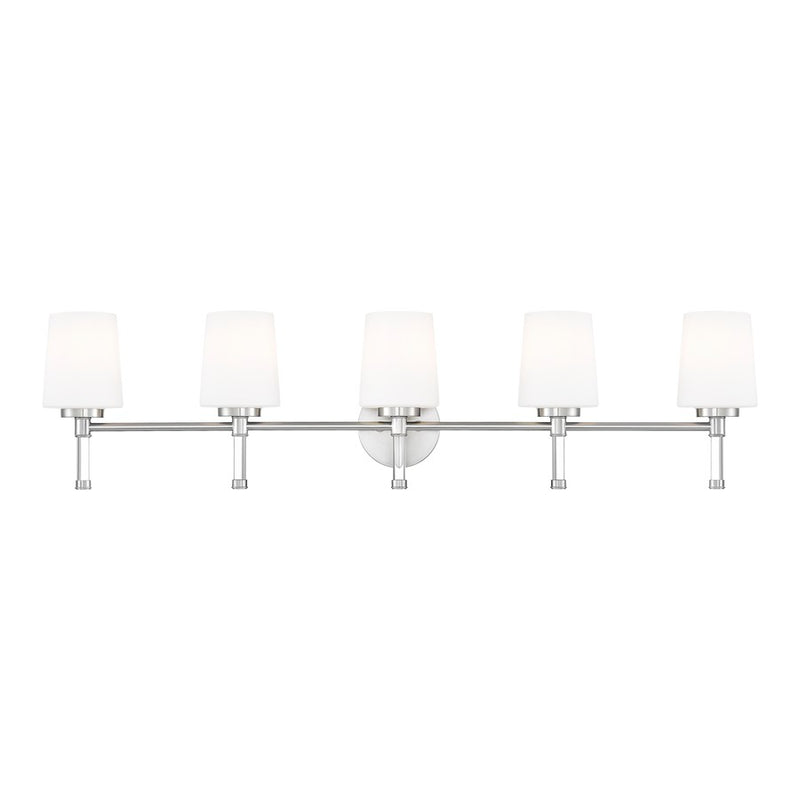 Z-Lite Henri 5 Light Vanity, Brushed Nickel/White Opal