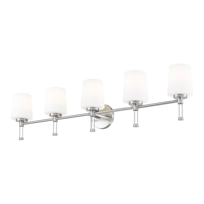 Z-Lite Henri 5 Light Vanity, Brushed Nickel/White Opal