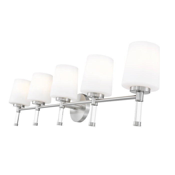 Z-Lite Henri 5 Light Vanity, Brushed Nickel/White Opal