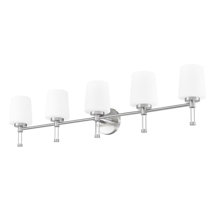 Z-Lite Henri 5 Light Vanity, Brushed Nickel/White Opal