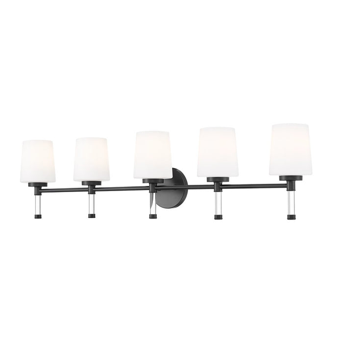 Z-Lite Henri 5 Light Vanity, Matte Black/White Opal - 7700-5V-MB