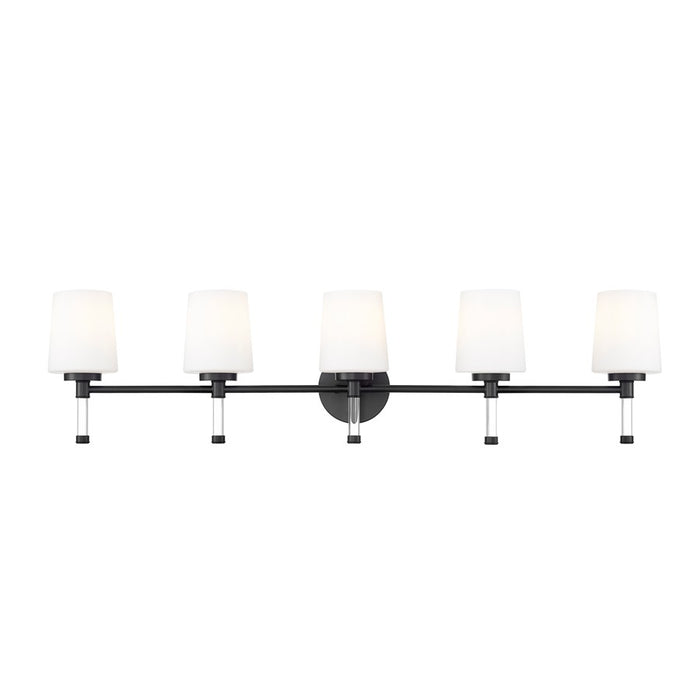 Z-Lite Henri 5 Light Vanity, Matte Black/White Opal