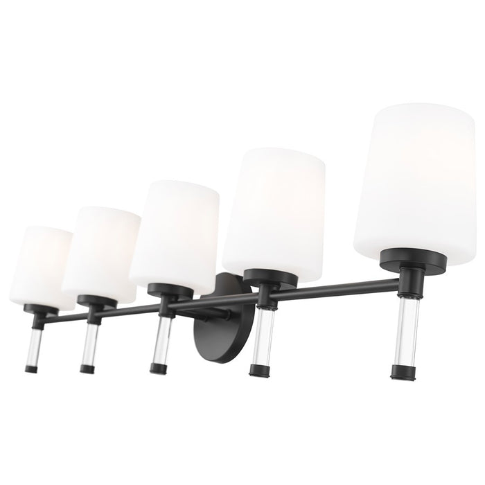 Z-Lite Henri 5 Light Vanity, Matte Black/White Opal