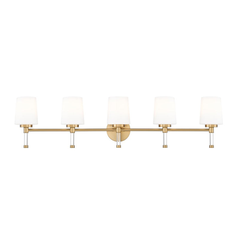 Z-Lite Henri 5 Light Vanity, Modern Gold/White Opal