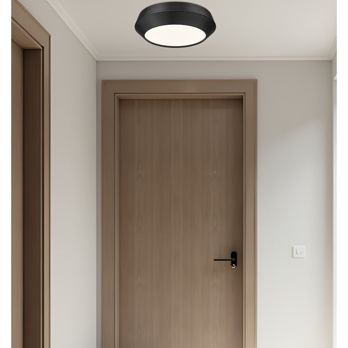 Z-Lite Quasars 1 Light 12" Flush Mount, Matte Black/White