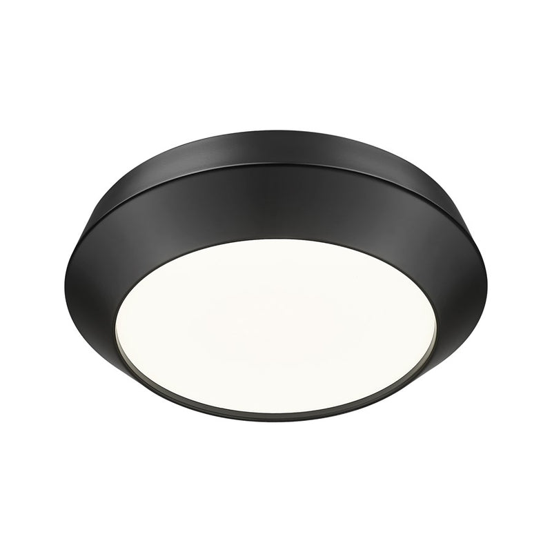 Z-Lite Quasars 1 Light 12" Flush Mount, Matte Black/White
