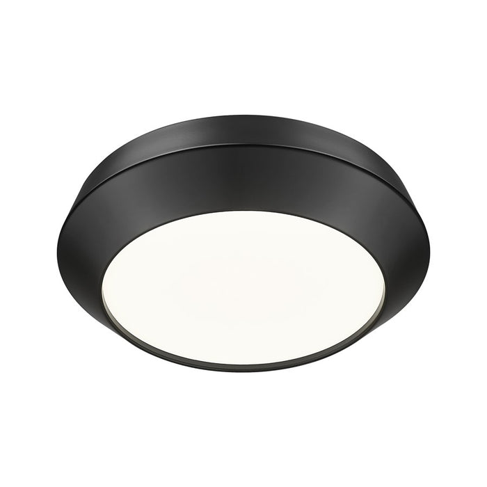 Z-Lite Quasars 1 Light 12" Flush Mount, Matte Black/White