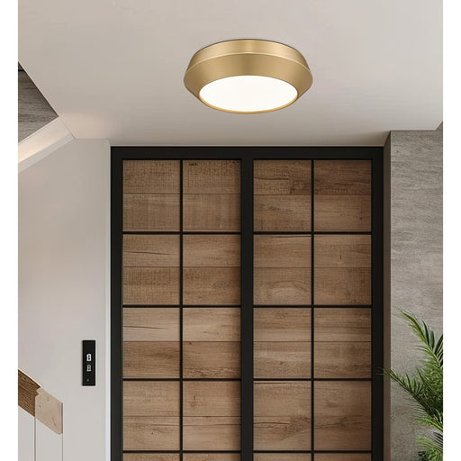 Z-Lite Quasars 1 Light 12" Flush Mount, Modern Gold/White