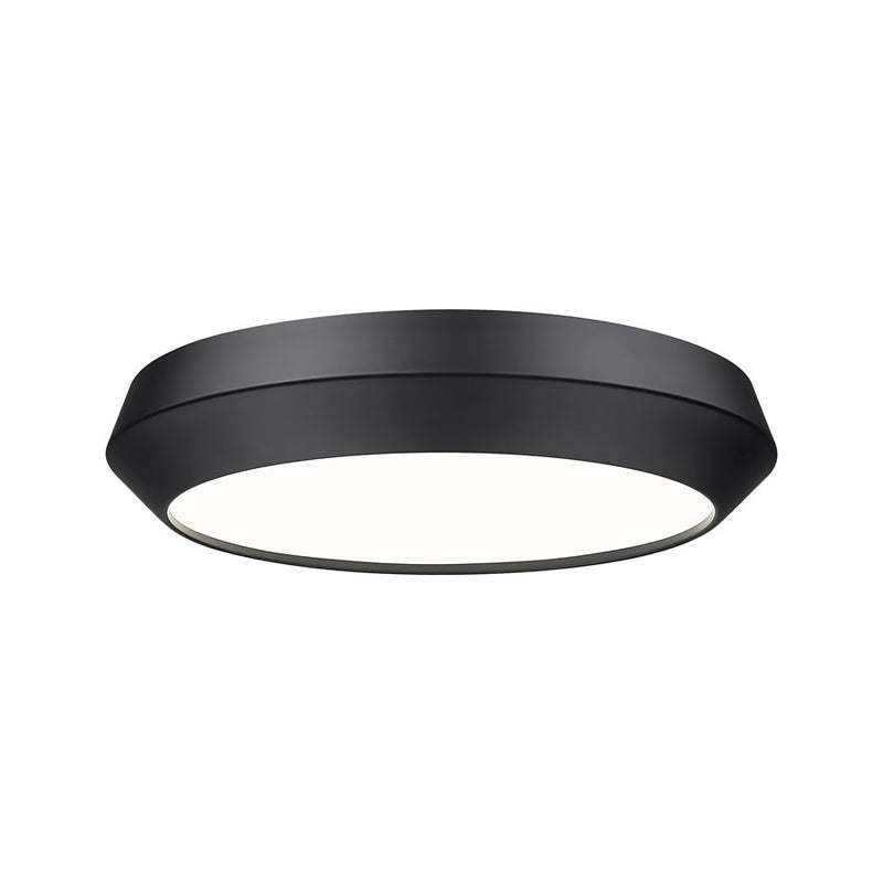 Z-Lite Quasars 1 Light 16" Flush Mount, Matte Black/White - 7701F16-MB-LED