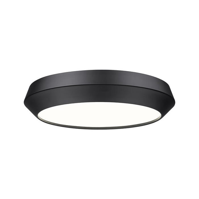 Z-Lite Quasars 1 Light 16" Flush Mount, Matte Black/White - 7701F16-MB-LED