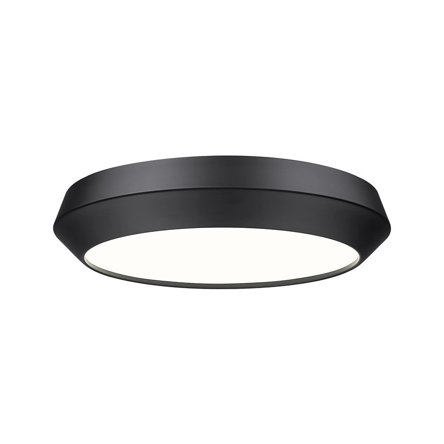 Z-Lite Quasars 1 Light 16" Flush Mount, Matte Black/White - 7701F16-MB-LED