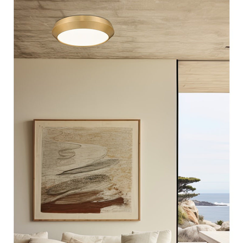 Z-Lite Quasars 1 Light 16" Flush Mount, Modern Gold/White