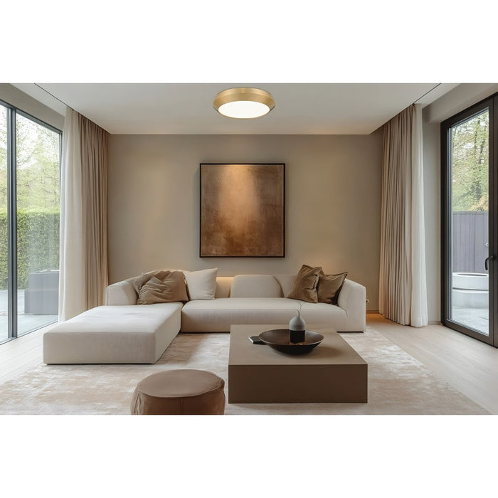 Z-Lite Quasars 1 Light 16" Flush Mount, Modern Gold/White