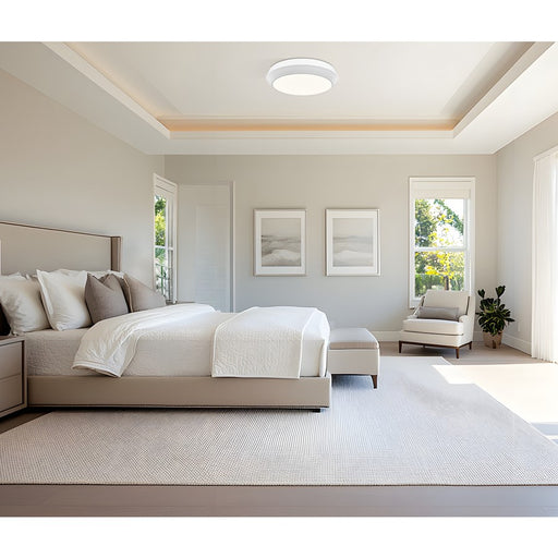 Z-Lite Quasars 1 Light 16" Flush Mount, Matte White/White