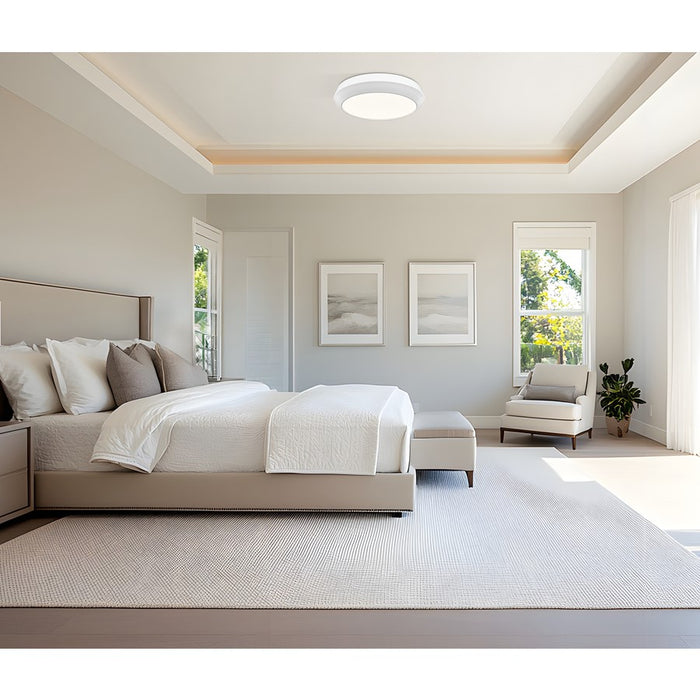 Z-Lite Quasars 1 Light 16" Flush Mount, Matte White/White