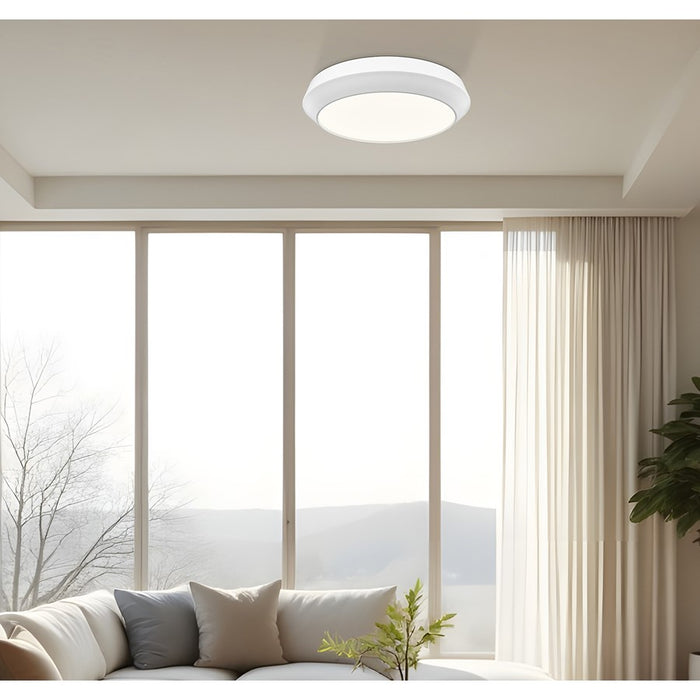 Z-Lite Quasars 1 Light 16" Flush Mount, Matte White/White