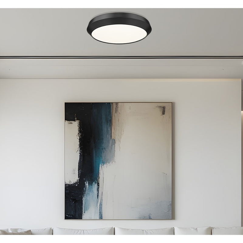 Z-Lite Quasars 1 Light 20" Flush Mount, Matte Black/White