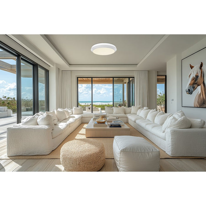 Z-Lite Quasars 1 Light 20" Flush Mount, Matte White/White