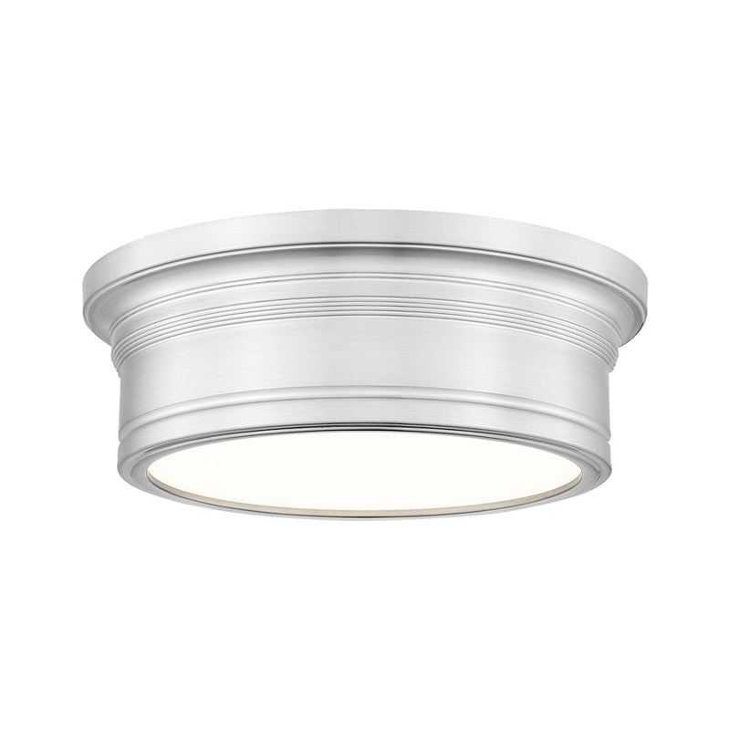 Z-Lite Bentley 1 Light 12" Flush Mount, Brushed Nickel/White - 7702F12-BN-LED