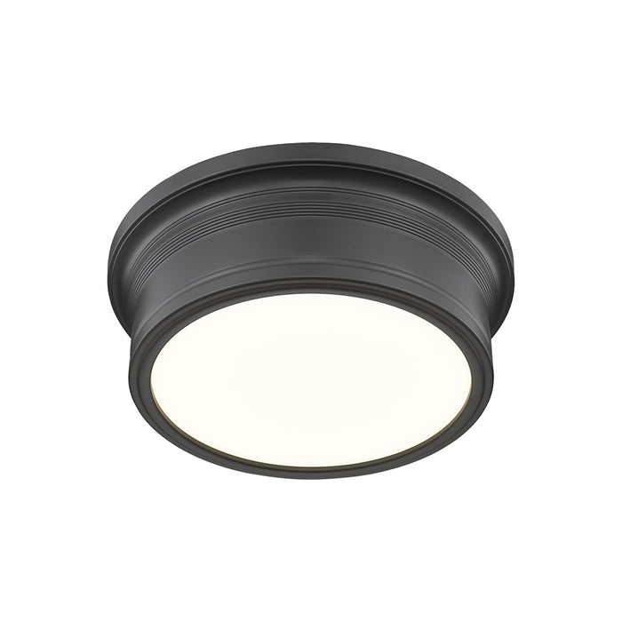 Z-Lite Bentley 1 Light 12" Flush Mount, Matte Black/White