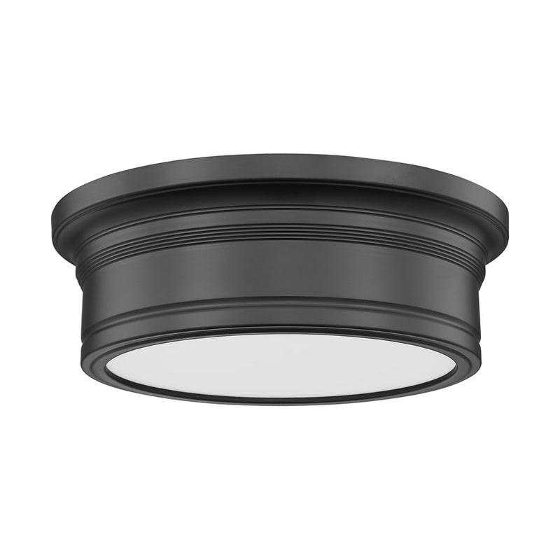 Z-Lite Bentley 1 Light 12" Flush Mount, Matte Black/White