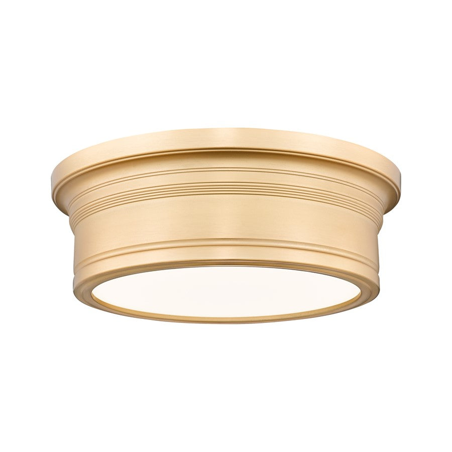 Z-Lite Bentley 1 Light 12" Flush Mount, Modern Gold/White - 7702F12-MGLD-LED