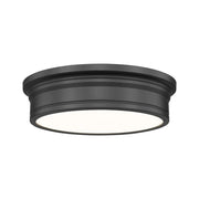Z-Lite Bentley 1 Light 16"Flush Mount, Matte Black/White - 7702F16-MB-LED