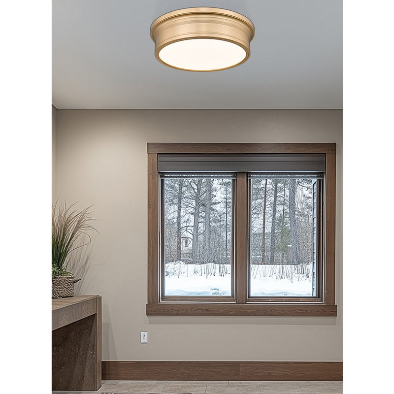 Z-Lite Bentley 1 Light 16" Flush Mount, Modern Gold/White