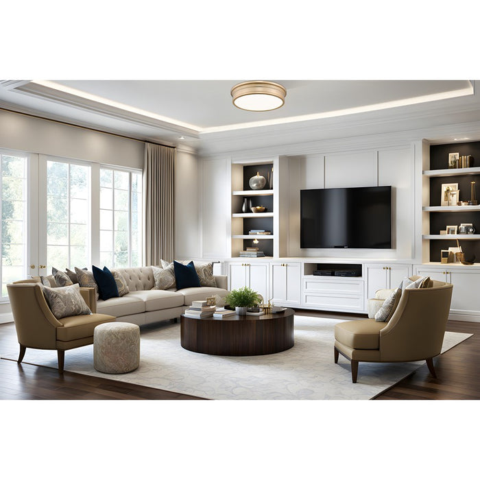 Z-Lite Bentley 1 Light 20" Flush Mount, Modern Gold/White