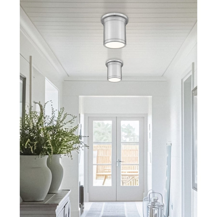 Z-Lite Bentley 1 Light 8" Flush Mount, Brushed Nickel/White