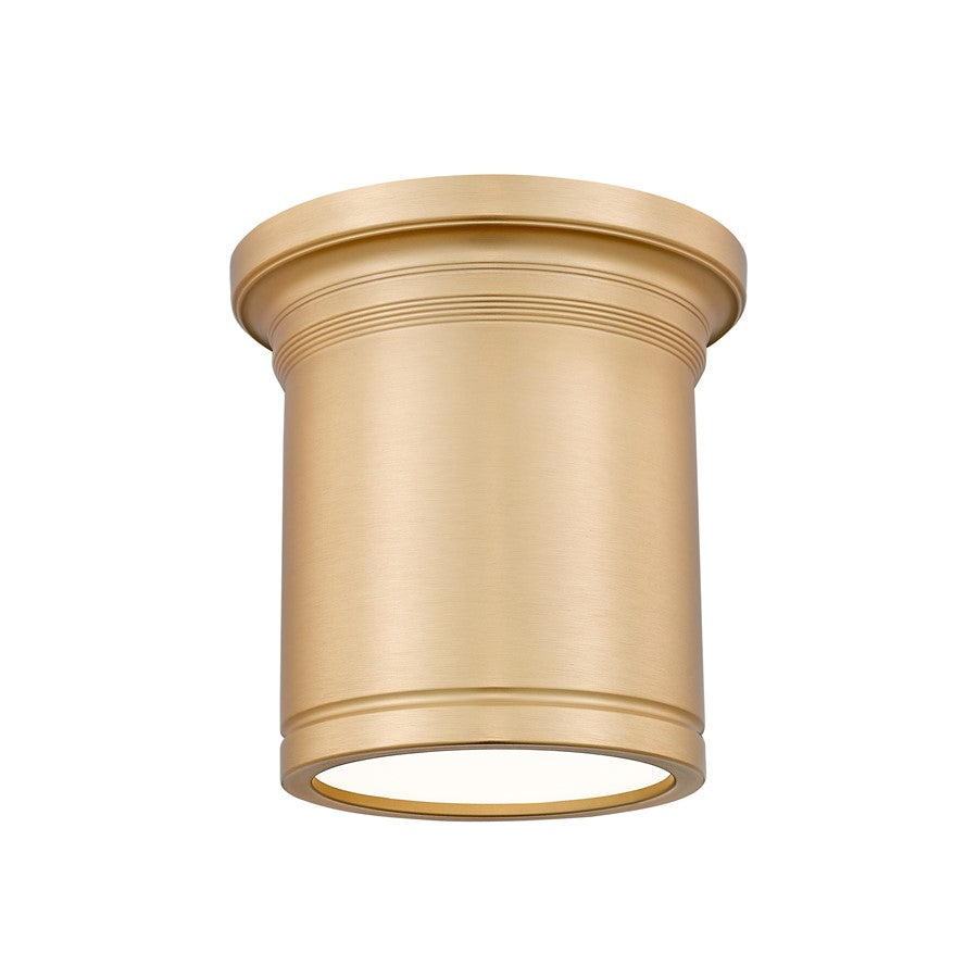 Z-Lite Bentley 1 Light 8" Flush Mount, Modern Gold/White - 7702F8-MGLD-LED
