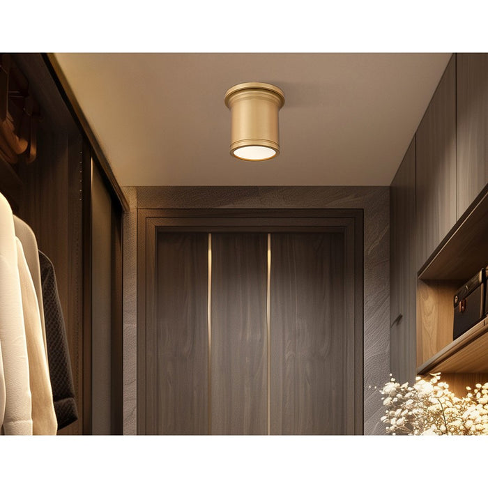 Z-Lite Bentley 1 Light 8" Flush Mount, Modern Gold/White