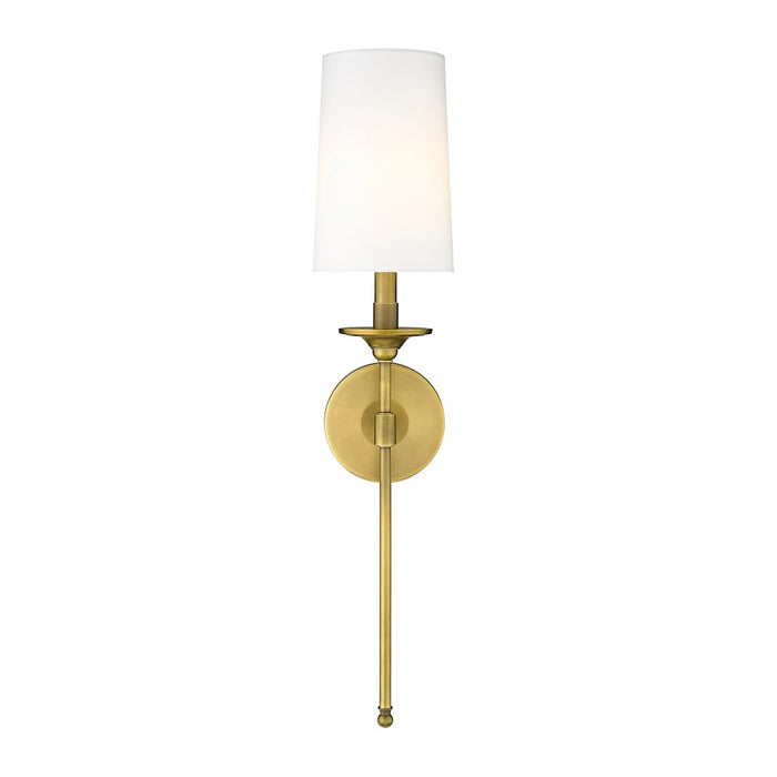 Z-Lite Emily 1 Light 6" Wall Sconce, Rubbed Brass/White