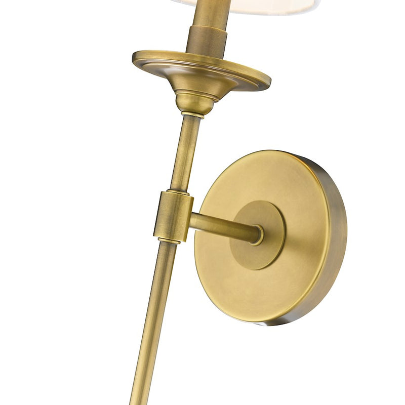 Z-Lite Emily 1 Light 6" Wall Sconce, Rubbed Brass/White