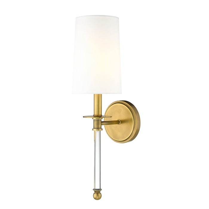 Z-Lite Mila 1 Light 19.5" Wall Sconce, Rubbed Brass/White