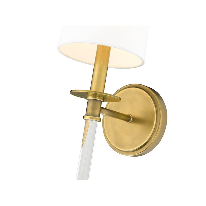 Z-Lite Mila 1 Light 19.5" Wall Sconce, Rubbed Brass/White