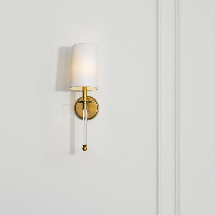 Z-Lite Mila 1 Light 19.5" Wall Sconce, Rubbed Brass/White