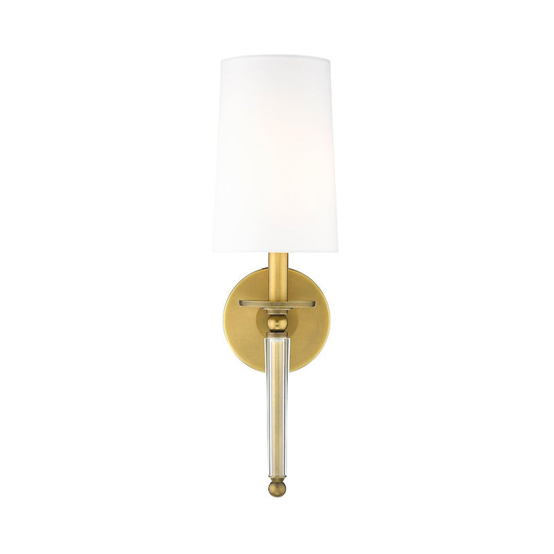 Z-Lite Avery 1 Light 19" Wall Sconce, Rubbed Brass/White