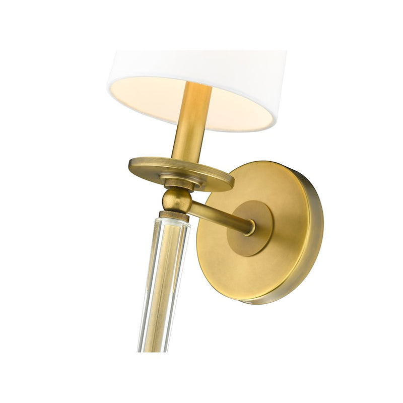 Z-Lite Avery 1 Light 19" Wall Sconce, Rubbed Brass/White