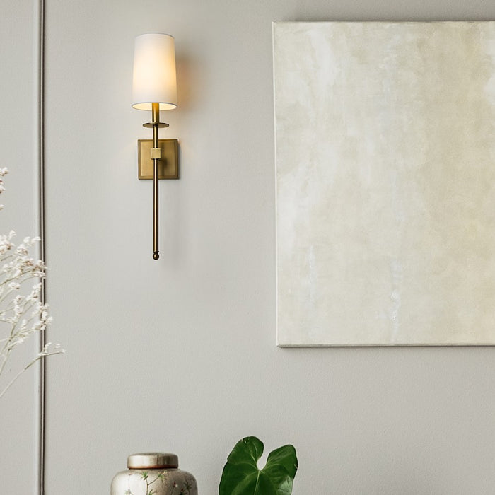 Z-Lite Camila 1 Light 7" Wall Sconce, Rubbed Brass/White