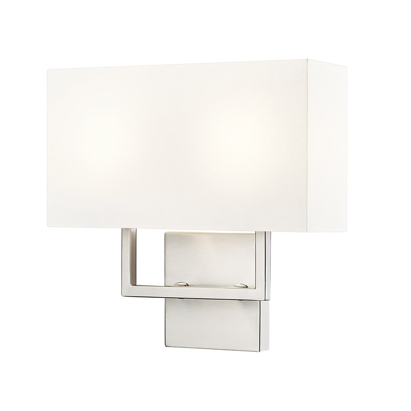 Z-Lite Saxon 2 Light 4" Wall Sconce, Brushed Nickel/White - 815-2S-BN