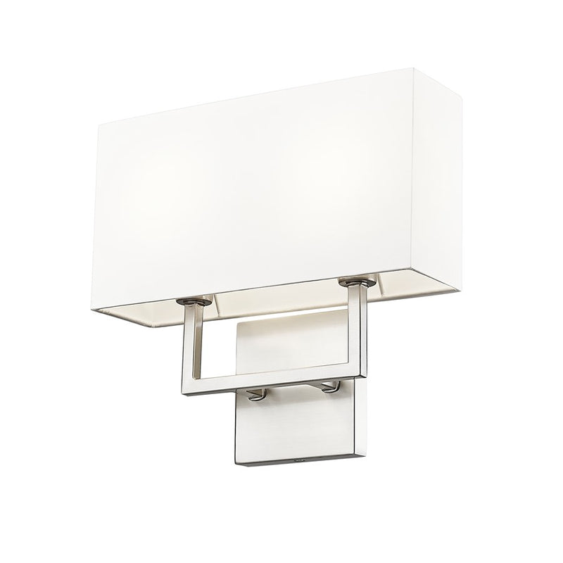 Z-Lite Saxon 2 Light 4" Wall Sconce, Brushed Nickel/White