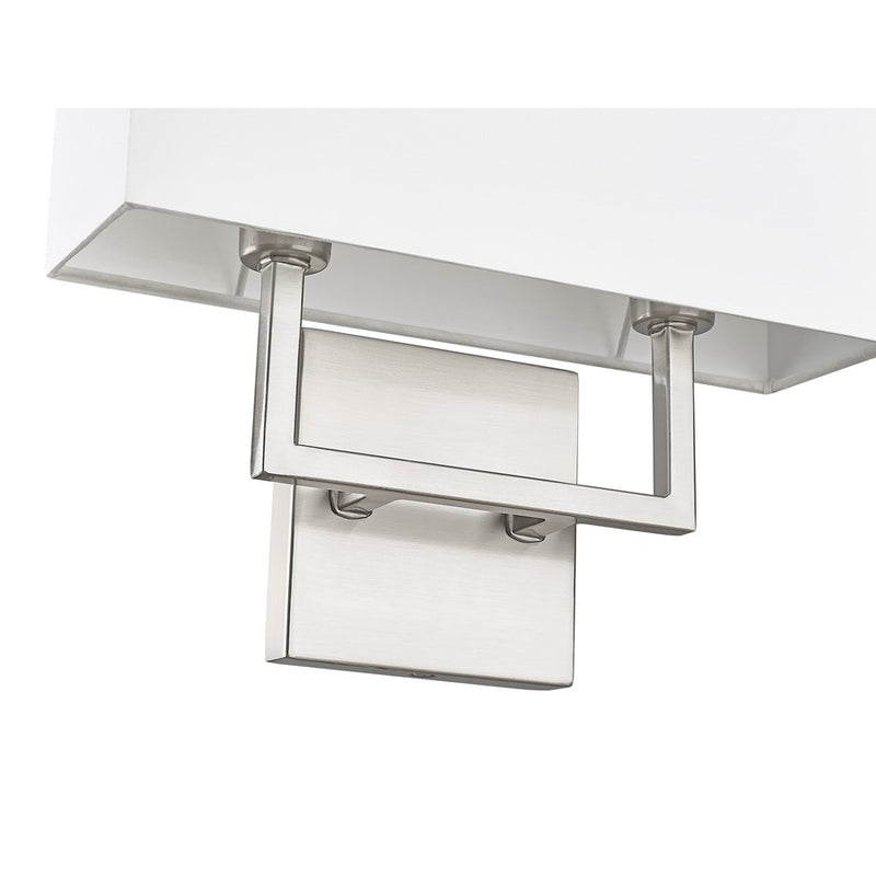 Z-Lite Saxon 2 Light 4" Wall Sconce, Brushed Nickel/White