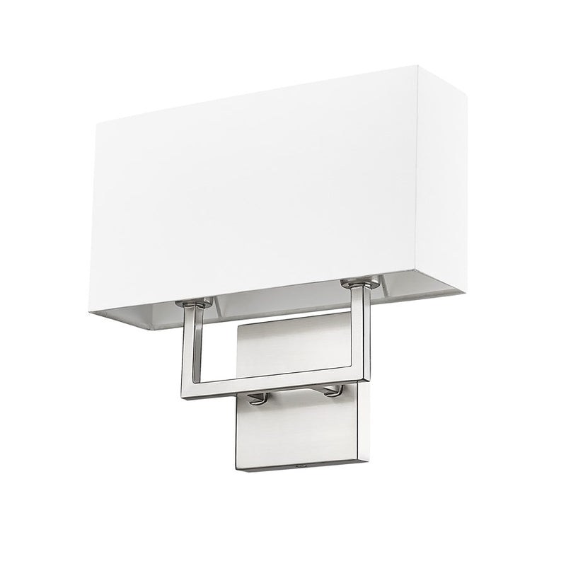 Z-Lite Saxon 2 Light 4" Wall Sconce, Brushed Nickel/White